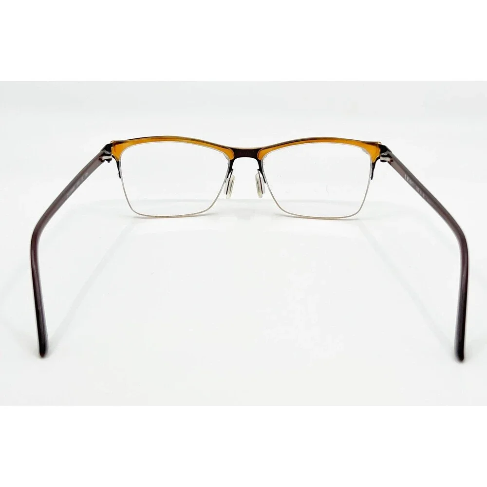 Leon Max Eyeglasses Frames Womens Brown Amber Half Rim Cat Eye 033 135 54mm